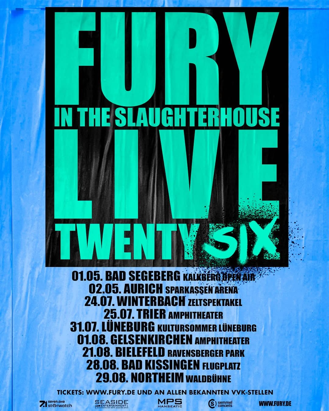 Fury In The Slaughterhouse Tour Poster 2026